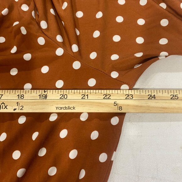 Girl With Curves Midi Dress XL Petite Rust Brown Polka Dot Knit Fall - Picture 10 of 11